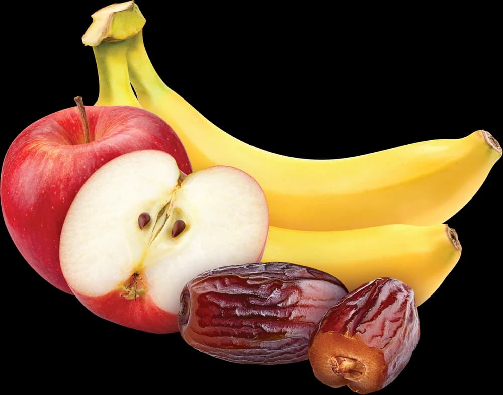 موز، نیمه‌ی سیب و خرما